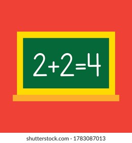 chalkboard with yellow frame with math operation. flat and simple style. vector illustration