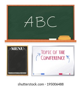 Chalkboards Set Isolated on White Background. In the EPS file, each element is grouped separately. Isolated on White Background.