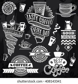Chalk-drawn Decorative Elements for Coffeehouse