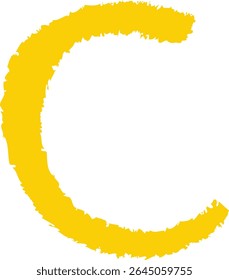 A chalk-drawn letter C on a textured background in a playful style. The alphabet character appears bold with rough edges and a hand-drawn feel. Cartoon vector illustration.