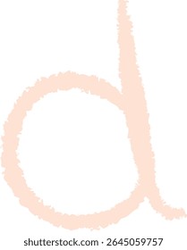 A chalk-drawn letter D on a textured background in a playful style. The alphabet character appears bold with rough edges and a hand-drawn feel. Cartoon vector illustration.