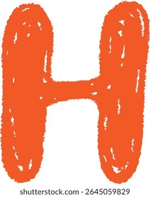 A chalk-drawn letter H on a textured background in a playful style. The alphabet character appears bold with rough edges and a hand-drawn feel. Cartoon vector illustration.