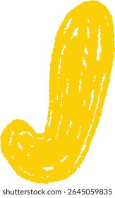 A chalk-drawn letter J on a textured background in a playful style. The alphabet character appears bold with rough edges and a hand-drawn feel. Cartoon vector illustration.