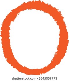 A chalk-drawn letter O on a textured background in a playful style. The alphabet character appears bold with rough edges and a hand-drawn feel. Cartoon vector illustration.