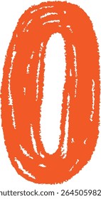 A chalk-drawn letter O on a textured background in a playful style. The alphabet character appears bold with rough edges and a hand-drawn feel. Cartoon vector illustration.