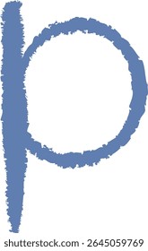 A chalk-drawn letter P on a textured background in a playful style. The alphabet character appears bold with rough edges and a hand-drawn feel. Cartoon vector illustration.