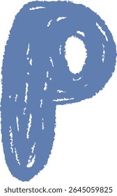 A chalk-drawn letter P on a textured background in a playful style. The alphabet character appears bold with rough edges and a hand-drawn feel. Cartoon vector illustration.