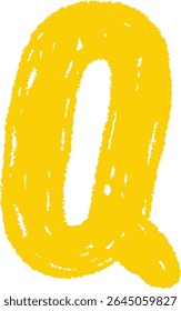 A chalk-drawn letter Q on a textured background in a playful style. The alphabet character appears bold with rough edges and a hand-drawn feel. Cartoon vector illustration.