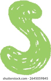 A chalk-drawn letter S on a textured background in a playful style. The alphabet character appears bold with rough edges and a hand-drawn feel. Cartoon vector illustration.