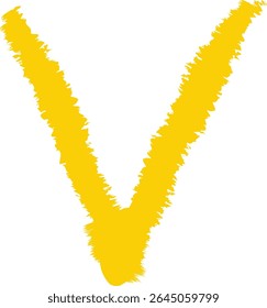 A chalk-drawn letter V on a textured background in a playful style. The alphabet character appears bold with rough edges and a hand-drawn feel. Cartoon vector illustration.