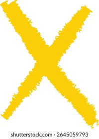 A chalk-drawn letter X on a textured background in a playful style. The alphabet character appears bold with rough edges and a hand-drawn feel. Cartoon vector illustration.
