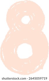 A chalk-drawn number eight on a textured background in a cartoon style. The numeral eight appears with rough edges and a hand-drawn look on a board surface. Cartoon vector illustration.