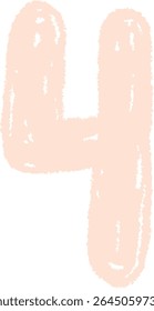 A chalk-drawn number four on a textured background with a hand-drawn style. The numeral appears bold and slightly rough, resembling classroom writing. Cartoon vector illustration.