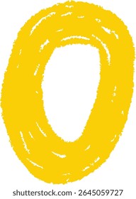 A chalk-drawn zero on a board with a textured, hand-drawn style. The numeral is depicted with rough edges and a sketched appearance. Cartoon vector illustration.