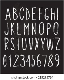 chalked alphabet and numbers