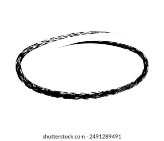 cadre de cercle craché brosse grunge ovale. souligner et barrer le symbole de fusain pour les diagrammes.  dessin du marqueur de gribouillage de Image vectorielle. Bande libre