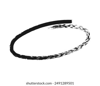 cadre de cercle craché brosse grunge ovale. souligner et barrer le symbole de fusain pour les diagrammes.  dessin du marqueur de gribouillage de Image vectorielle. Bande libre