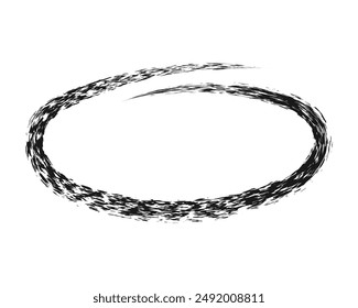 chalked circle frame grunge oval brush. underline and strikethrough stroke charcoal symbol for diagrams. Vector doodle marker drawing. Freehand stripe