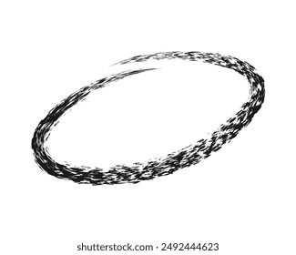 cadre de cercle craché brosse grunge ovale. souligner et barrer le symbole de fusain pour les diagrammes.  dessin du marqueur de gribouillage de Image vectorielle. Bande libre