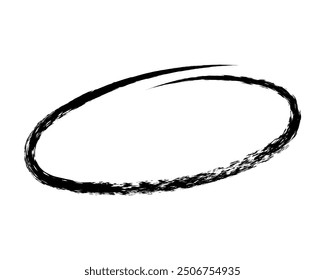 chalked circle frame grunge oval brush. underline and strikethrough stroke charcoal symbol for diagrams. Vector doodle marker drawing. Freehand stripe