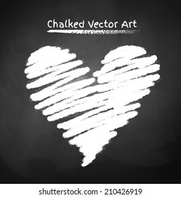 Chalked heart. Vector sketch.