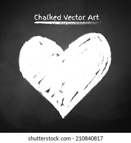 Chalked heart. Vector sketch.
