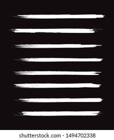 Chalked lines hand drawn. Paint brush stroke. Chalk handmade vector. Set of distressed, doodle, pen and pencil lines. Hand drawn scribble. White chalk border, ink and grunge brush stroke lines, vector