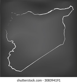 A Chalked map on a chalk board of Syria