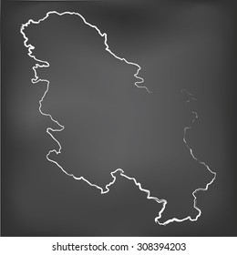 A Chalked map on a chalk board of Serbia