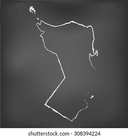 A Chalked map on a chalk board of Oman