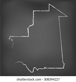 A Chalked map on a chalk board of Mauritania