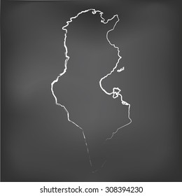 A Chalked map on a chalk board of Tunisia