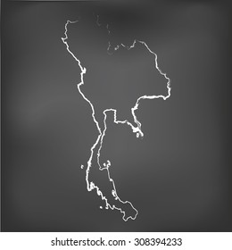 A Chalked map on a chalk board of Thailand