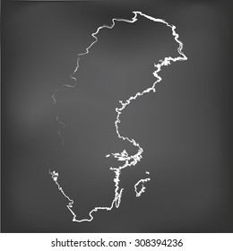 A Chalked map on a chalk board of Sweden