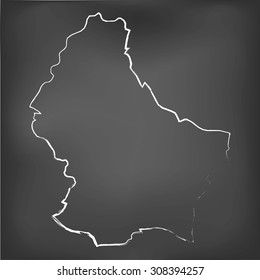 A Chalked map on a chalk board of  Luxembourg