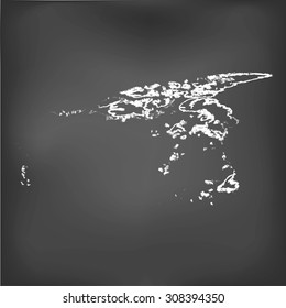 A Chalked map on a chalk board of  Finland