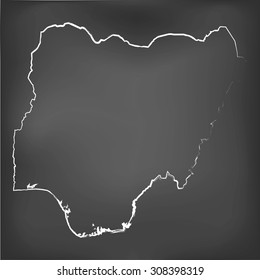 A Chalked map on a chalk board of  Nigeria