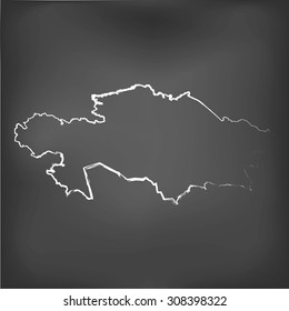 A Chalked map on a chalk board of  Kazakhstan