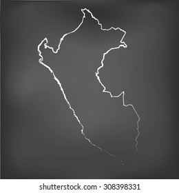 A Chalked map on a chalk board of  Peru