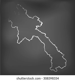 A Chalked map on a chalk board of  Laos