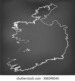 A Chalked map on a chalk board of Ireland