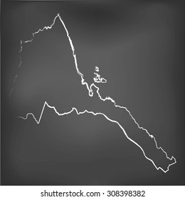 A Chalked map on a chalk board of  Eritrea