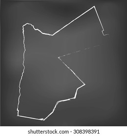 A Chalked map on a chalk board of  Jordan
