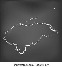 A Chalked map on a chalk board of  Honduras
