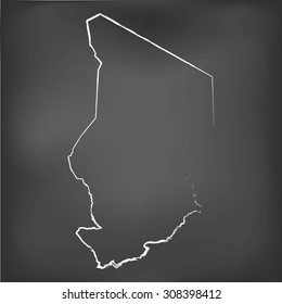 A Chalked map on a chalk board of  Chad