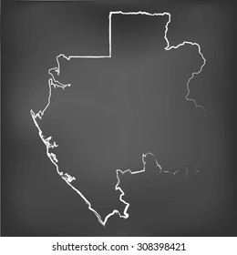 A Chalked map on a chalk board of Gabon