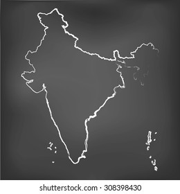 A Chalked map on a chalk board of India