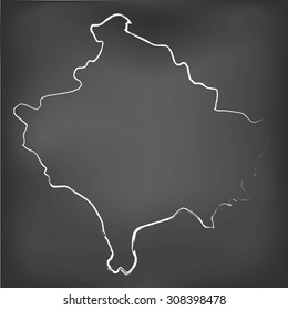 A Chalked map on a chalk board of  Kosovo