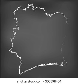 A Chalked map on a chalk board of Cote Divoire