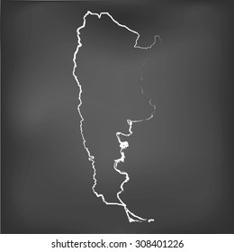 A Chalked map on a chalk board of Argentina